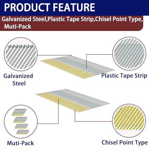 HW HAMWOO 15 Gauge Finish Nails,1-1/4",1-1/2",2",2-1/2",2000pcs - size: Assembly--2000pcs
