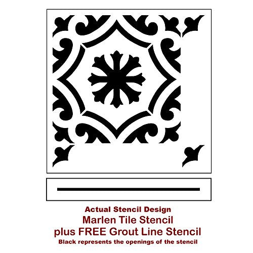 Marlen Tile Stencil - Tile Stencils for Painting Tile Floor - Reusable Tile Stencils for Linoleum and Cement Floors - Paint Your Old Tile and Save - Stencils for Painting Floors (Large 12"x12") - size: Large (12"x12")