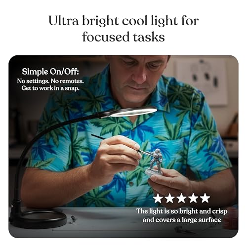 Brightech LightView Pro Flex 2 in 1 Magnifying Desk Lamp, 2.25x Light Magnifier, Adjustable Gooseneck Magnifying Glass with Light for Crafts, Reading, Close Work - size: 5 Diopter (2.25x)