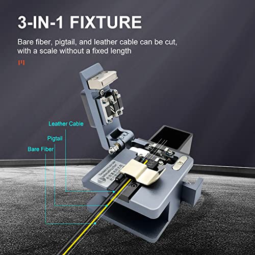 TM20 Fiber Cleaver — CNC Precision Machined Optical Fiber Cleaver with 24 Cleaving Spots & 48000 Cleaves, 3-in-1 Holder for 0.25mm 0.9mm 3.0mm, Auto-Return Fiber Cutter for FTTH Splicing
