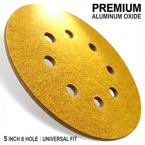 JUNE SUN 50Pcs 5 Inch 8-Hole 220 Grit Hook & Loop Sanding Discs - style: 220 Grit, 50Pcs