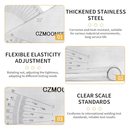 SKEW-T Stainless Steel Oblique Welding Inspection Ruler Angle Weld Gauge Welding Point Measurement Gauge Welding Angle Gauge ulnar Test Ruler