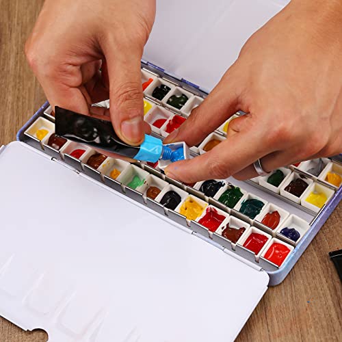 MYARTOOL Empty Watercolor Palette, Purple Empty Watercolor Tin Palette Paint Case with 48 PCS Empty Half Pans for DIY Travel Watercolor Palette, Acrylic and Oil Painting - color: Purple, size: 48 PCS Empty Half Pans