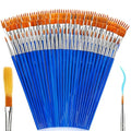 DECYOOL Paint Brushes 100 Pcs Small Round Flat Bulk for Detail Painting - style: Mix(50Flat +50Round)