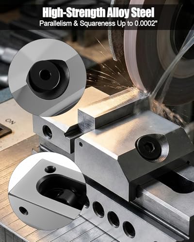 1″ Precision Grinding Vise for Machine Tools Drilling Bench and More Machining Platform with Hex Wrench, Alloy Steel Precision Grinding Screwless Mini Insert Vise Silver - size: 1-in