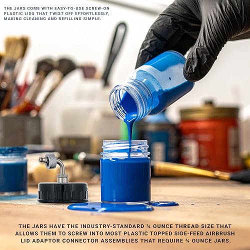 Master Airbrush Pack of 10, TB-007 Empty 3/4 oz. (22cc) Glass Jar Bottles - size: 0.75oz - Glass - Side-Feed