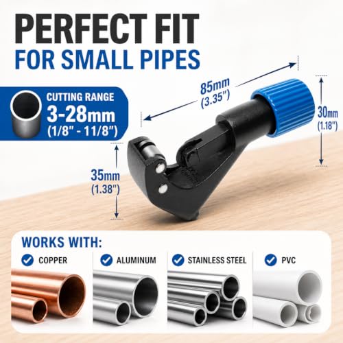 Small Copper Pipe Tubing Cutter with Reamer - Tube Cutter 1/8" to 1 1/8" - size: Small