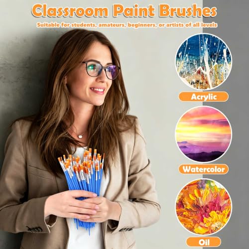 240 Pcs Mini Paint Brushes Bulk, Flat and Fine Tip Small Paint Brushes