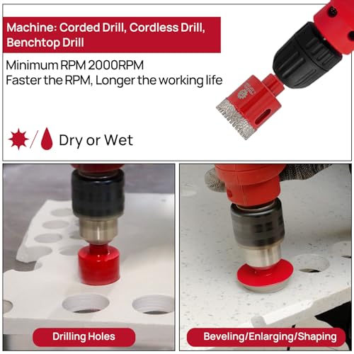 FOCSTOL Tile Hole Saw Kit 11PCS, 1/4"-2-1/2" Drill Bits with Triangle Shank - size: KIT3(Triangle)