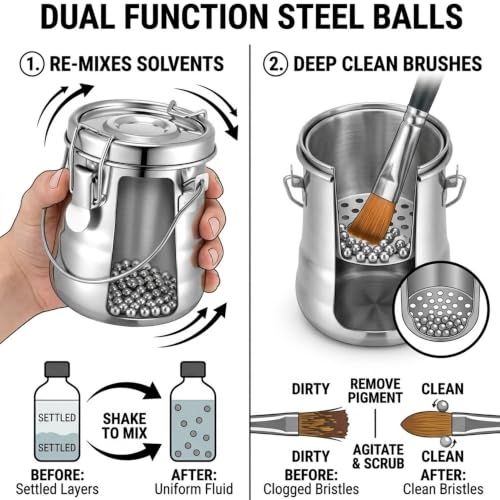 2 Pcs Paint Brush Cleaner Set with Cup, Airtight, Large - size: Large, style: Airtight