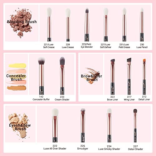 Jessup Eye Makeup Brushes Professional Eyeshadow Brush Set 15pcs T157 - color: C-Rose Gold/Pearl Black