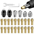 EMVANV 28pcs/set Drill Chuck Collet for Dremel, 1/32 To 1/8inch Drill Chuck Collet Set, with 2pcs British 4486 3-jaw chuck, Chuck Shank Rotary Tool Quick Change Adapter