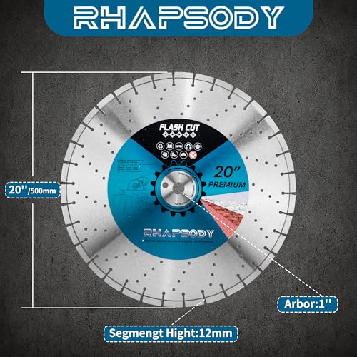 RHAPSODY 20Inch Laser Welded Diamond Saw Blade, Segmented General Purpose - size: 20''