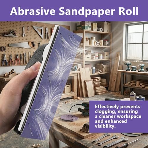220 Grit Hook and Loop Purple Ceramic Sandpaper Roll, 2-3/4" x 13 Yard Longboard Sand Paper, Wet Dry Continuous Roll for Auto, Wood, Metal - style: 220 Grit