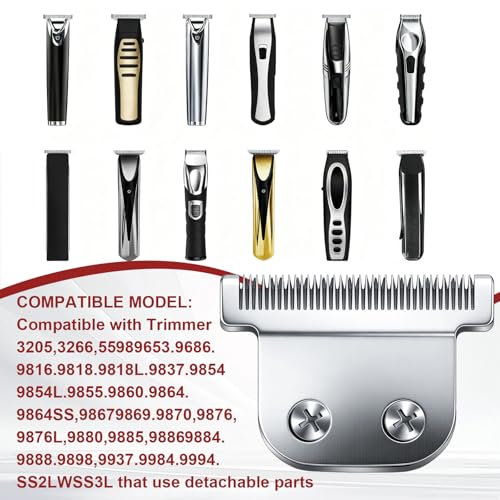 02144 Detachable T Blade Compatible with Wahl Replacement Blade - color: Silver(2PCS)