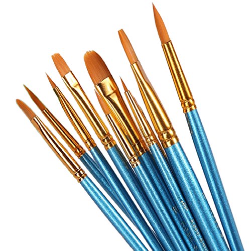 4 Sets of 10 Pcs Paint Brush Set, Synthetic Hair, Assorted Sizes & Shapes - size: 4 Sets