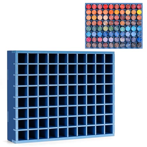 Krafetto 80-Grid Paint Organizer for 2 Oz Bottles, Wall Mount, Blue - color: 1pc blue paint rack