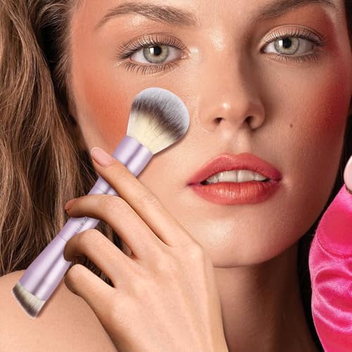 MAANGE Foundation Makeup Brushes, 2Pcs Double Ended Makeup Brush for Blending Liquid Powder Concealer Cream Blush Buffe (Lilac) - color: Lilac-2pcs