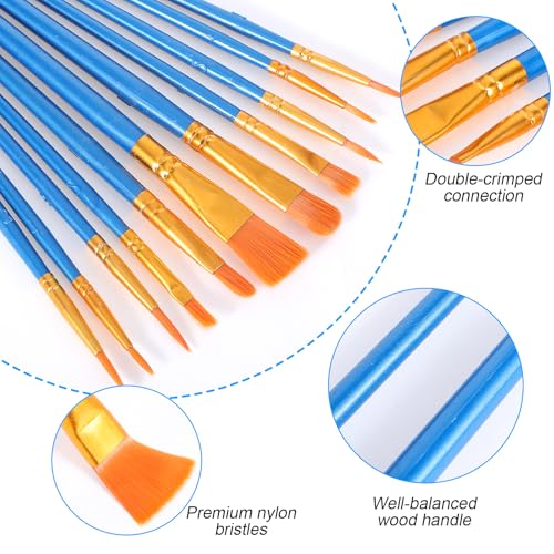 30 Pcs (3×10 Pack) Acrylic Paint Brushes Set, Fine Detailing