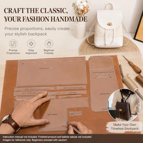 RIVEENY Backpack Acrylic Template,Leather Pattern Acrylic Leather Templates for Women’s Work Backpack Purse Waterproof Anti-Theft Travel Back Pack (AAB-576)