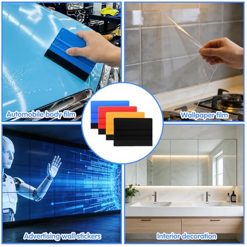 80 Pcs Vinyl Squeegee with 4 Inch Felt Fabric Edge Squeegees Tool with Soft Cloth for Window Tint Film Decal Squeegee Application Tools Vinyl Wrap Installation Wallpaper Smooth Tool