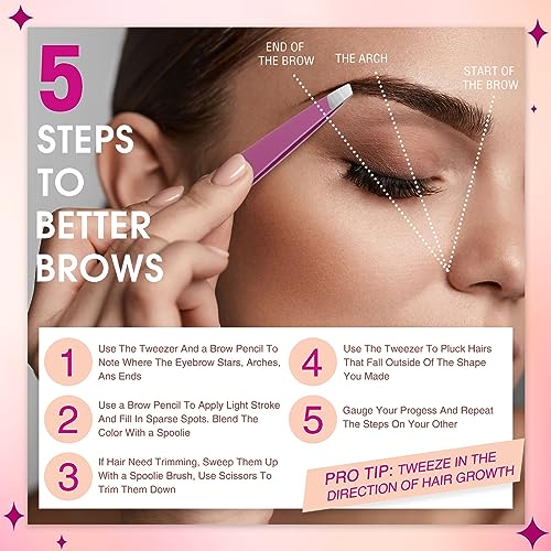Mudder 12 Pcs Eyebrow Tweezers Set for Facial Hair in Bulk - color: Purple