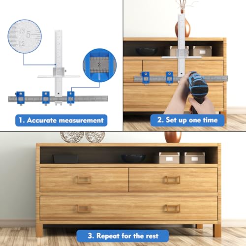 Metal Cabinet Hardware Jig, Punch Locator Drill Guide,Wood Drilling Dowelling Guide for Installation of Handles Knobs on Doors and Drawer, Cabinet Template Tool for Handles and Pulls