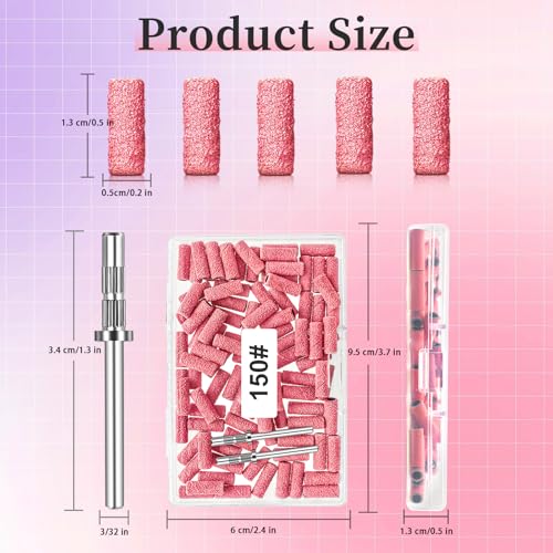 150 Grit Mini Sanding Bands for Nail Drill Bit - 100 Pcs, 3.1 MM Small Sanding Bands for Manicures and Pedicure - size: 150 Grit-Pink