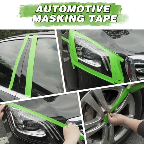 Green Painters Tape 1.41 inch x 60 Yard 8 Rolls Automotive Masking Tape Heat Resistant No Residue Multi-Purpose Painter Tape for Auto Refinish Painting Car Detailing, Walls, DIY Crafts Arts - size: 1.41in-8Rolls