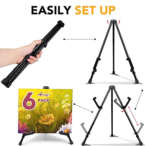 AROIC 6 Pack 14'' Tabletop Easels, Black Steel Table Top Easels for Display - style: 6P