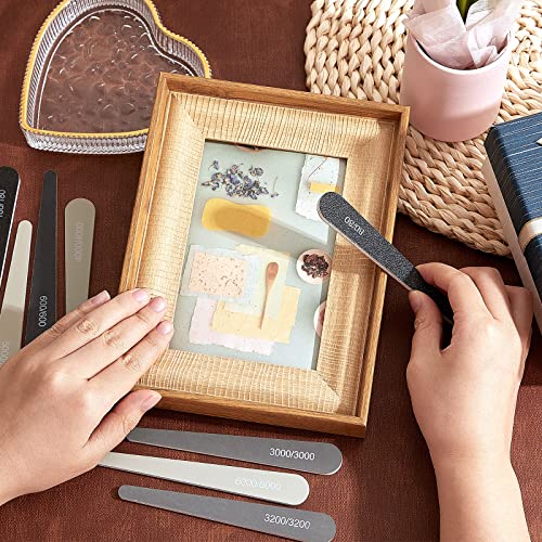 Honoson 60 Pcs Sanding Sticks for Plastic Models 80-12000 Grit Polishing Sticks Assorted Metal and Wood Sanding Tools Accessory for Model Craft Amateur Beginner, 5 x 0.8 Inch(Water Drop Style) - style: Water Drop Style
