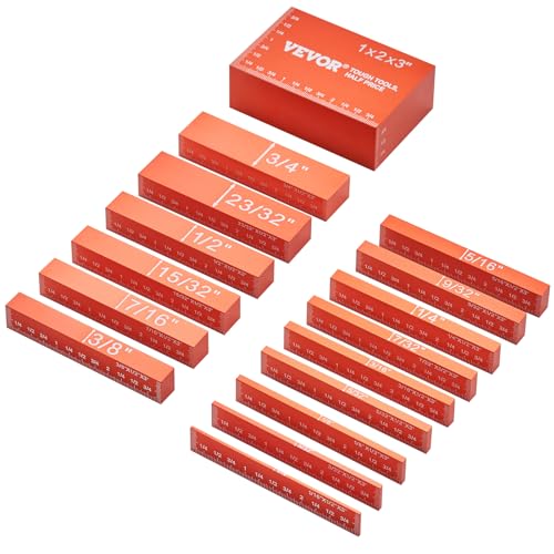 VEVOR Router Table Setup Bars, 14 pcs, Precision Aluminum Setup Blocks Height Gauge Set, with Laser Engraved Size Markings Storage Case, Measuring Depth Height Angle, for Router Table Saw Accessories