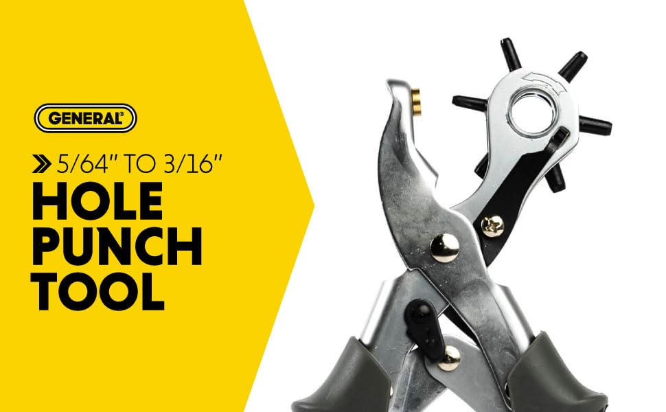 General Tools Revolving Punch Pliers 73 - 6 Multi-Hole Sizes For Leather, Rubber, & Plastic - Hobbies & Crafts