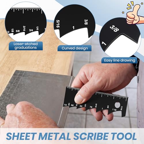 Dreyoo 2 Pcs Sheet Metal Scribe Tools, 1/8"-7/16" Scale, Layout Marking