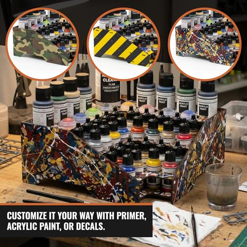 PROSCALE Corner Paint Rack Organizer, Art desk Corner Paint Stand holder for Miniature & Model Paints + Brush/Tool Slots, 26 36mm Holes Compatible with Vallejo, Army Painter, AK (Module C) - color: Paint rack C