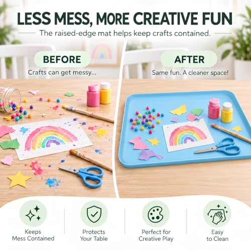 Silicone Clay Craft Mat 24x16 with Raised Edges for Modeling and DIY Crafts - color: Sky blue