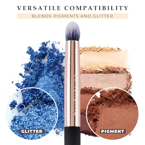 Profusion Cosmetics Small Firm Eyeshadow Brush - Professional Eye Makeup Brush, Eyeshadow Blending Brush-Dense Rounded Hair Bristles and Best for Pigments & Glitter