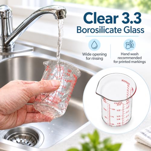 Ackers BORO3.3 Glass Measuring Cup, V-Shaped Spout, 150 mL / 5 oz, Single - size: 150 ML (5 Oz)-SINGLE