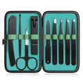 Yougai Tweezers Set,9 Pcs Professional Stainless Steel Tweezer Kit-Great Precision Tweezers for Daily Beauty Tools with Leather Travel Case as Stocking Stuffers Gifts - color: Green