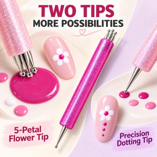 Flower Nail Dotting Pen, 5PCS Dual-Ended Nail Design Tools - color: NO12
