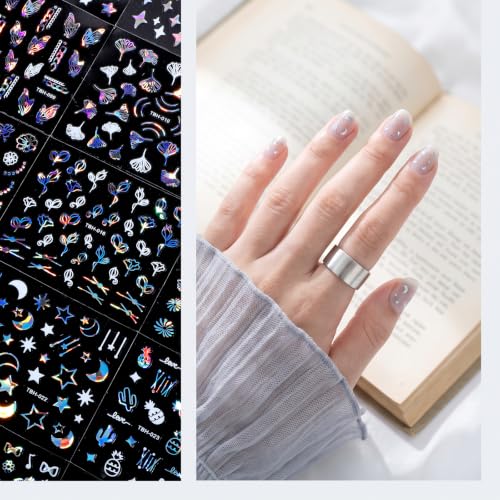 60 Sheets Aurora Nail Stickers for Nail Art, Star Art Stickers