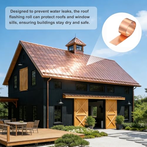 uxcell Copper Flashing,32 Gauge 99.95% Pure Copper Sheet Roll,1.2" x10ft - size: 32 Gauge, 1.2" x 10ft