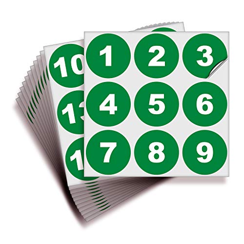 iSYFIX Green Consecutive Number Stickers, 1 to 100, 2 Inch, 1 Set - color: Green, size: 2-inch