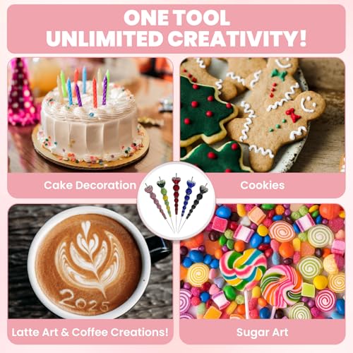 Crystal Rhinestone Decorating Scriber Tool, Sugar Craft Needle for Cake and Cookie Icing, 5 Colors Blue, Pink, Black, Red, Green (Blue) - color: Blue