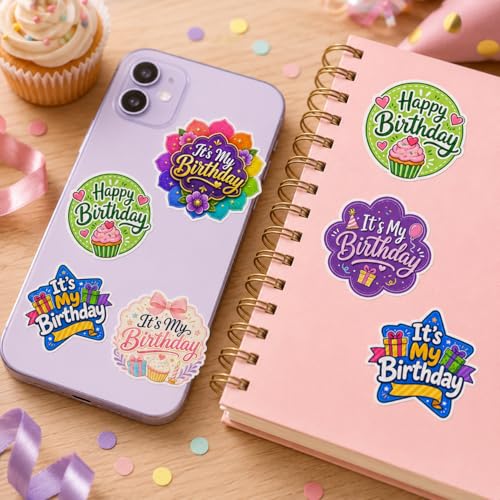 Vybonz Birthday Stickers Happy Birthday Party Celebration Decal Pack - color: Happy Birthday