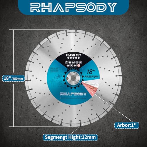 RHAPSODY 18Inch Laser Welded Diamond Saw Blade,Segmented General Purpose - size: 18''
