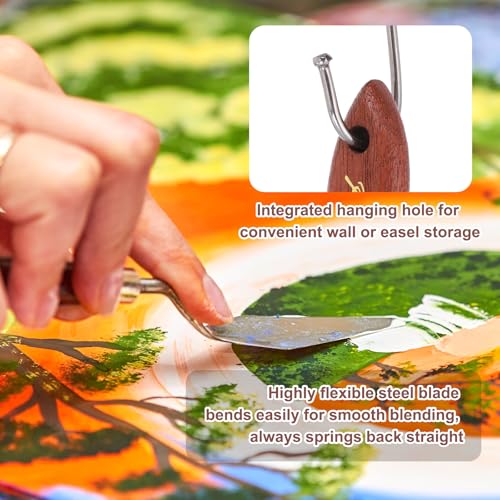 MECCANIXITY Pack of 2 Palette Knife No.20, 7.5" Long with Stainless Steel Flexible Spatula Pallet Knife and Wood Handle for Scraping, Mixing, Oil Acrylic Painting Canvas - style: No.20