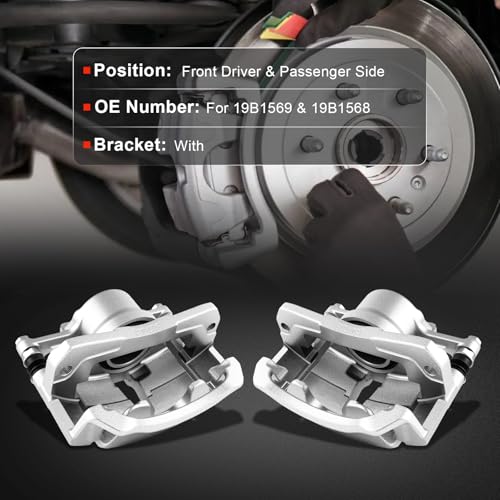 cciyu Front Left & Right Brake Calipers With Bracket 19B1569 19B1568 - size: Front[19B1569+19B1568]