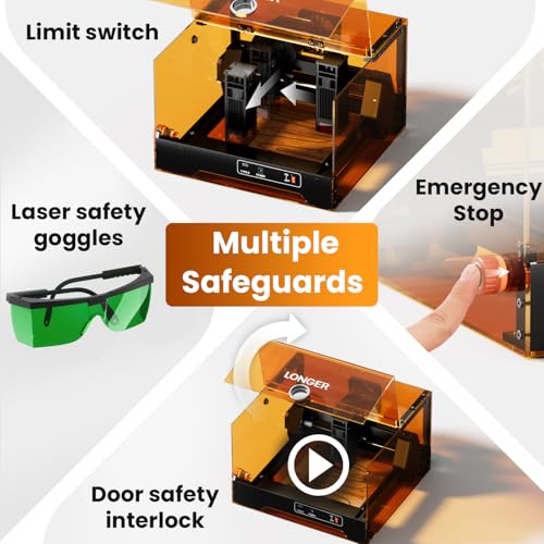 LONGER Ray5 Laser Engraver, 3500W High Precision Laser Engraving - color: Deep Black & Orange