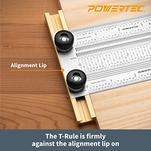 POWERTEC 6'' & 12'' Stainless Steel Precision Marking T-Square, T Rule w/Pencil for Measuring, Scribing, Setting Up Bits Height, Woodworking & Crafting Marking Tools for Drill Press,Table Saw 80032 - style: 6" & 12" T Square
